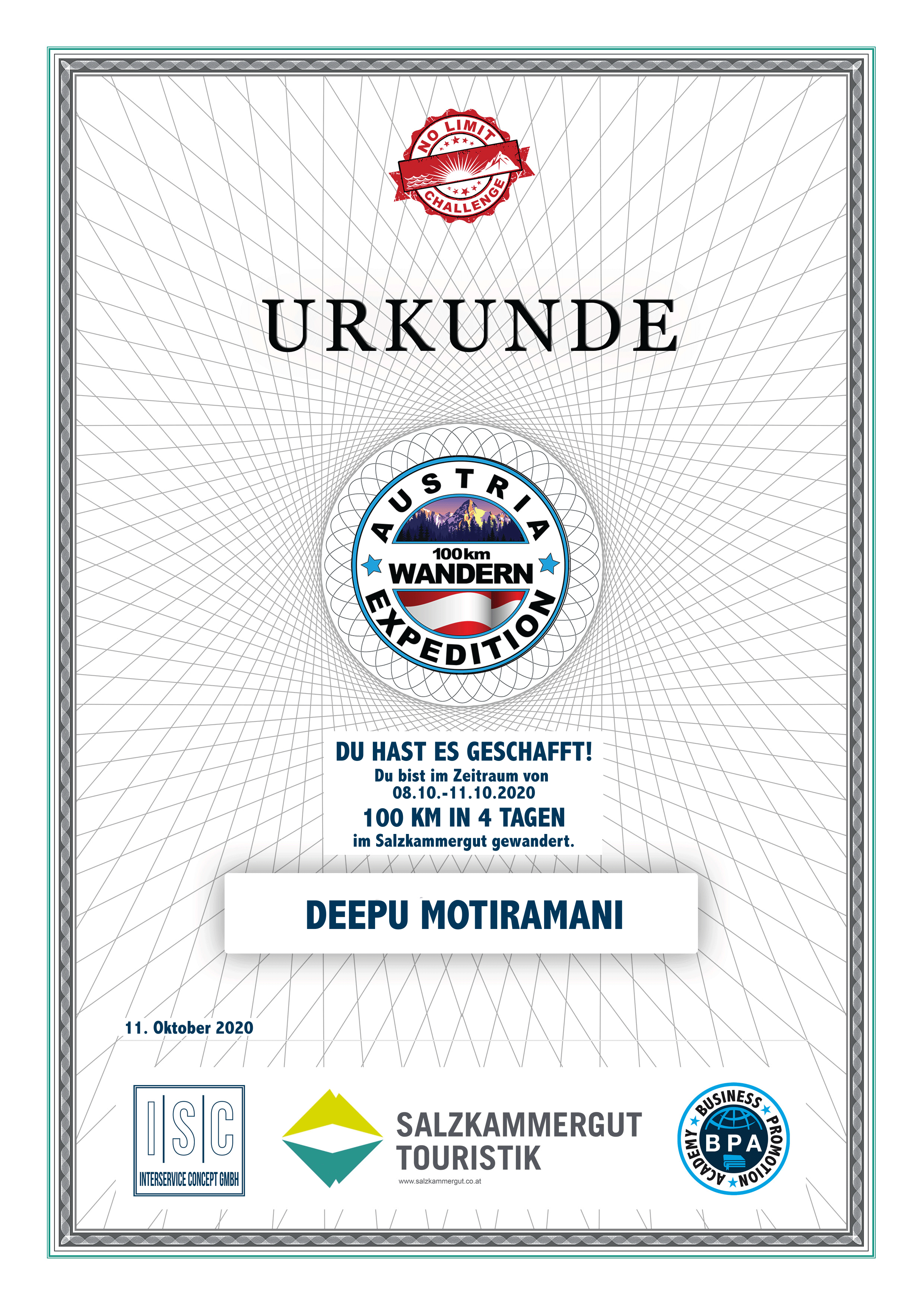 Deepu Motiramani - Urkunde